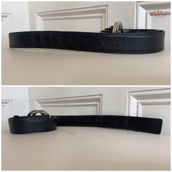 Authentic Gucci Black Guccissima Leather Silver Interlocking G Buckle Belt 95/38 - Picture 11 of 14